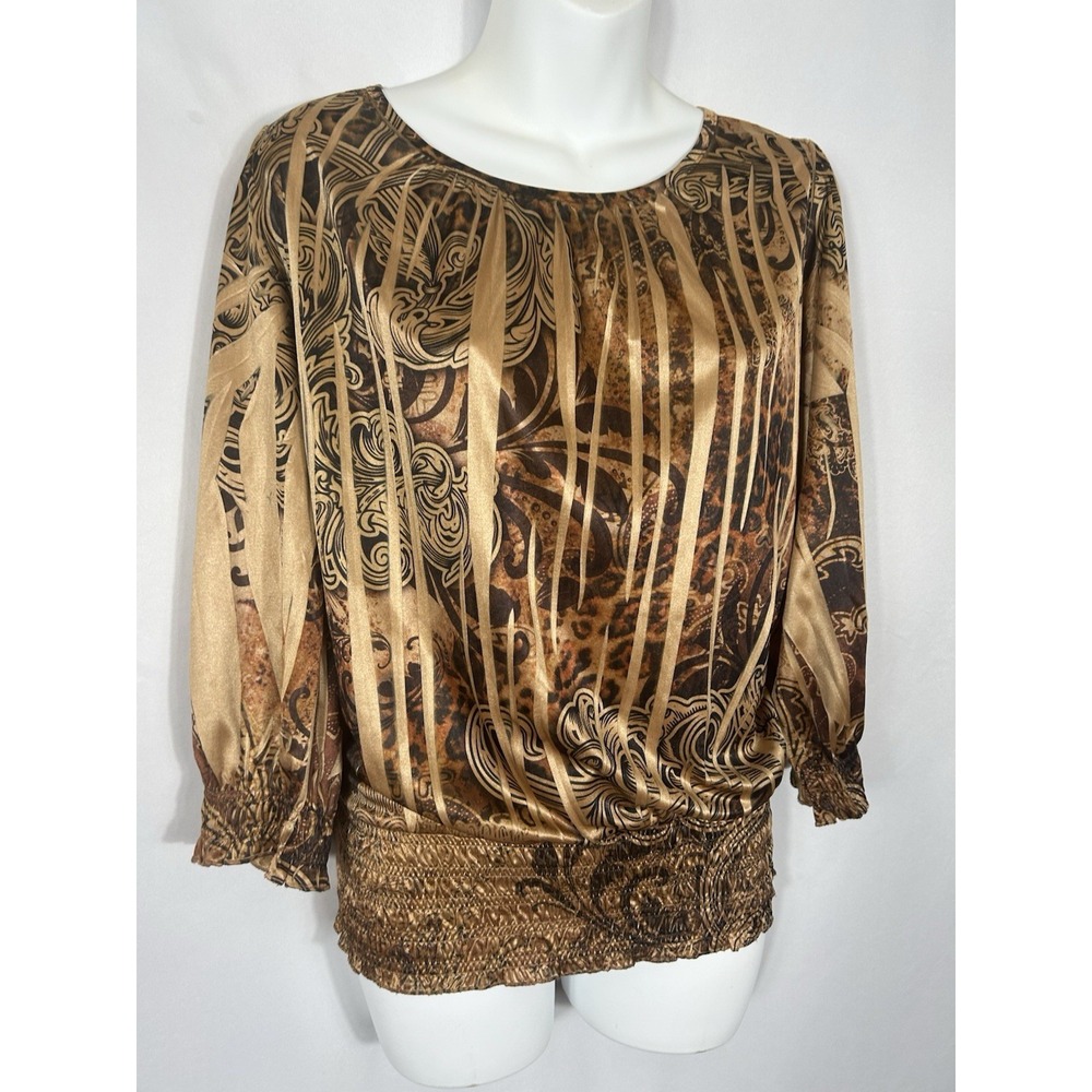 Cato Womens Y2K Banded Bottom Top Brown Leopard Boho Forest Fairy Grunge Size L